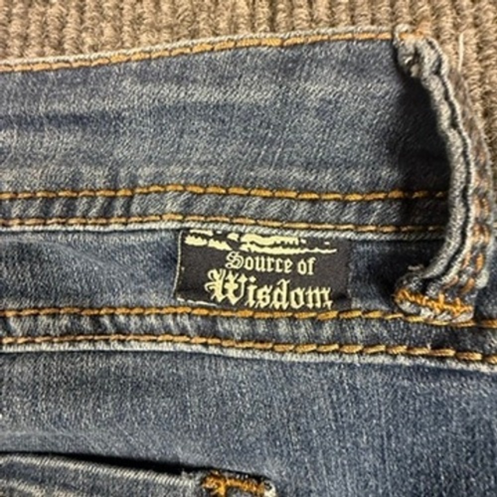 Source of Wisdom Slim Bootcut Jeans Womens 18 Blue Medium Wash Stretch Denim - Picture 14 of 15